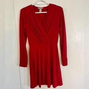 H&M long sleeve red dress sz XS